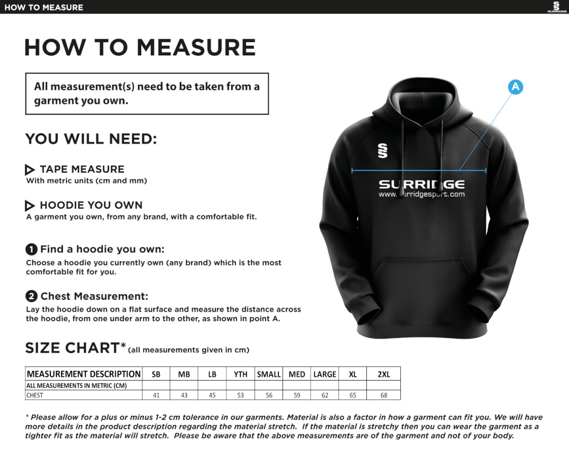 TOWER HAMLETS DISTRICT BLADE HOODY - Size Guide