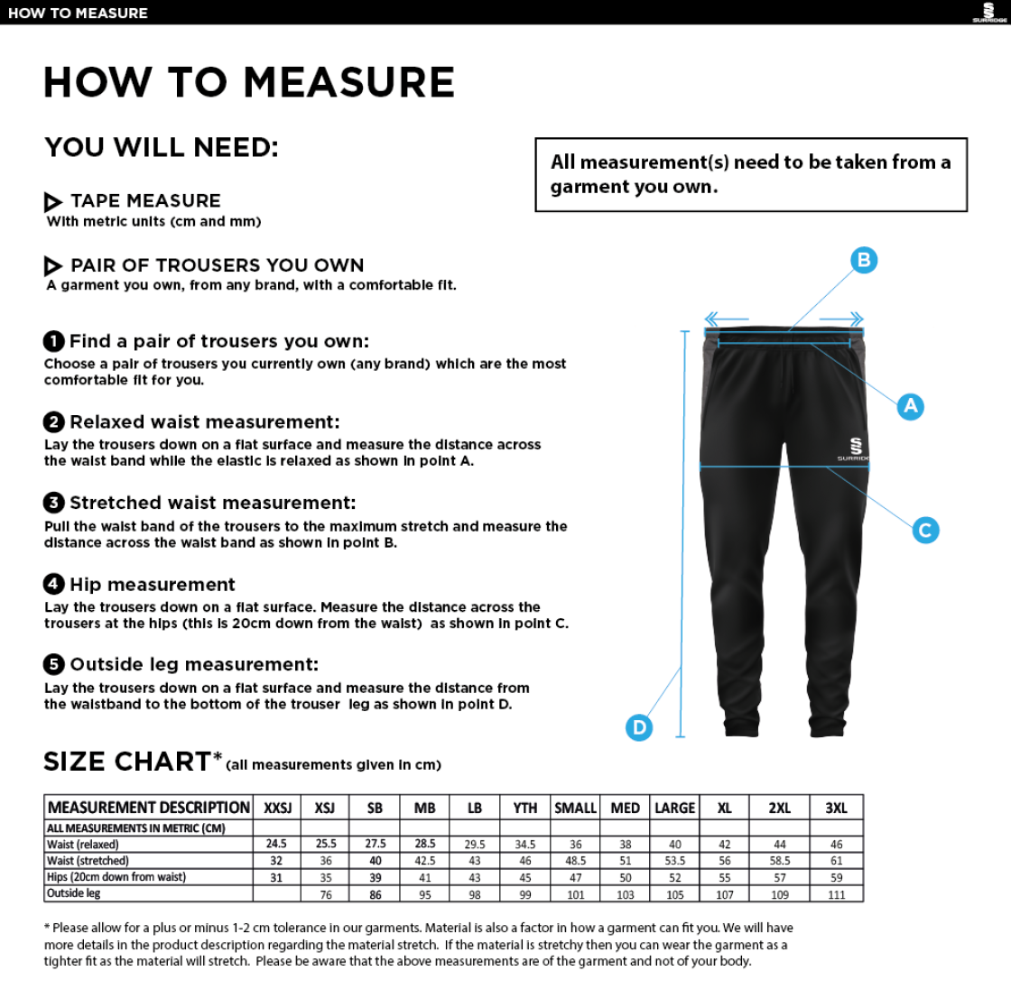TOWER HAMLETS DISTRICT TEK SLIM PANT - Size Guide