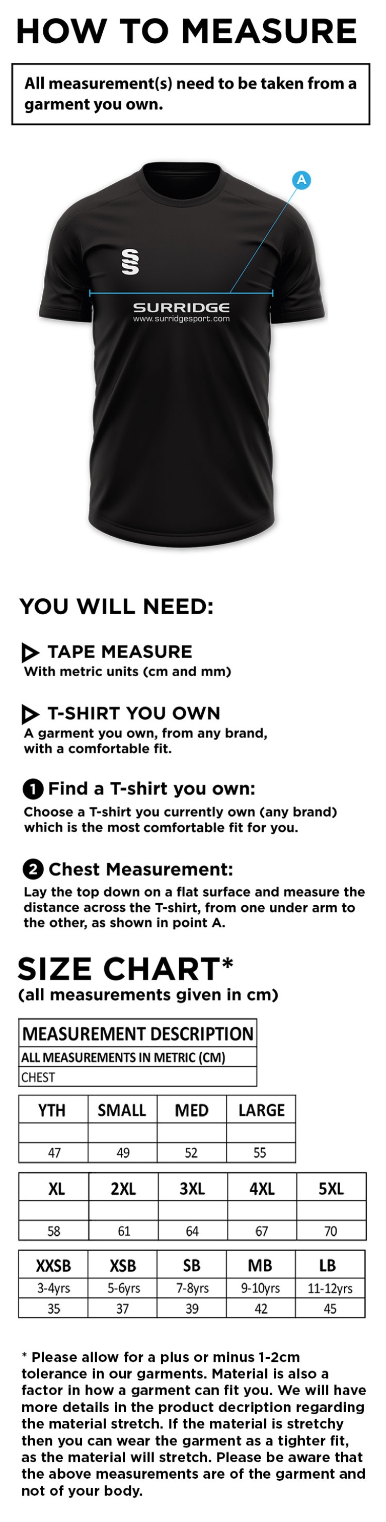 tOWER HAMLETS DISTRICT BLADE POLO - Size Guide