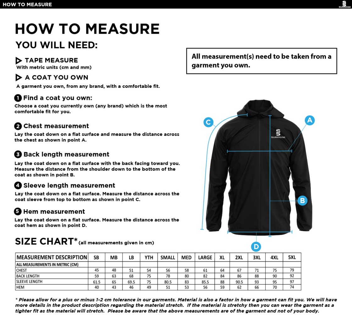 TOWER HAMLETS DISTRICT Dual Full Zip Training Jacket : Navy - Size Guide