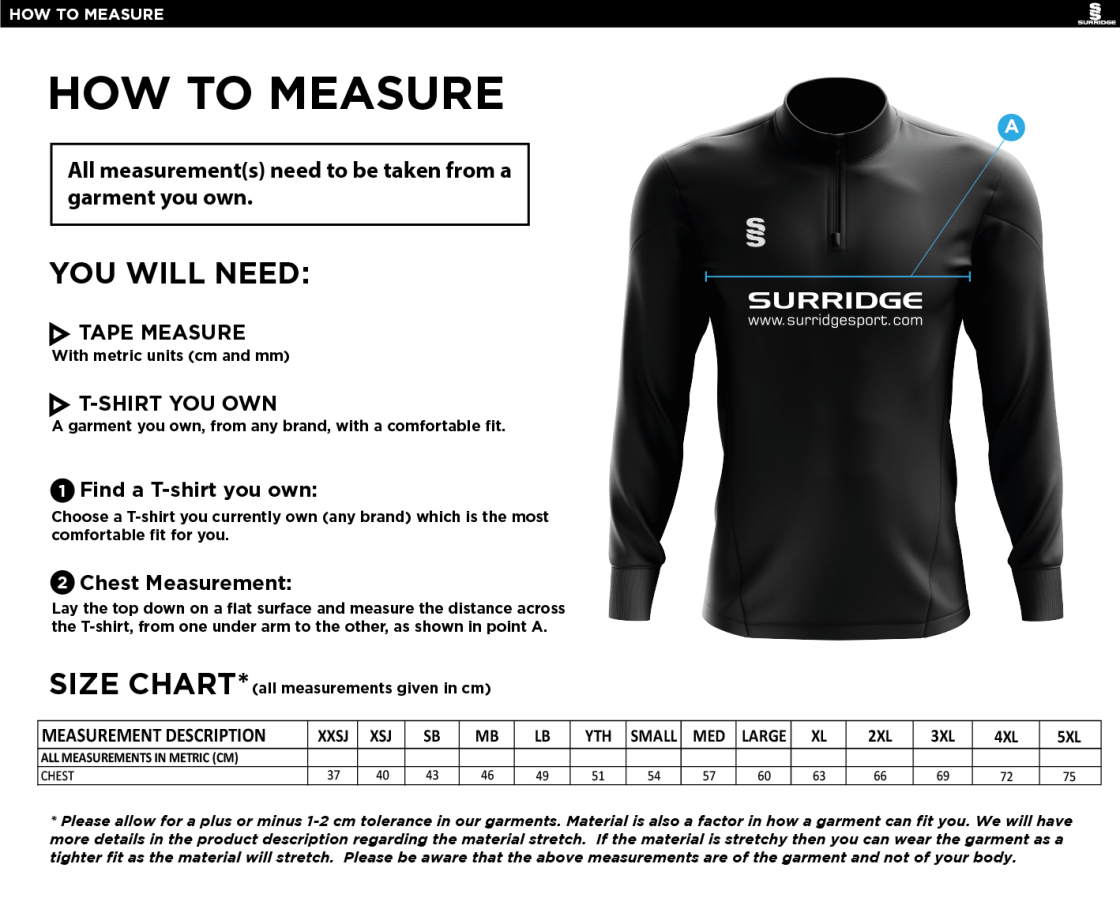 TOWER HAMLETS DISTRICT BLADE PERFORMANCE TOP - Size Guide